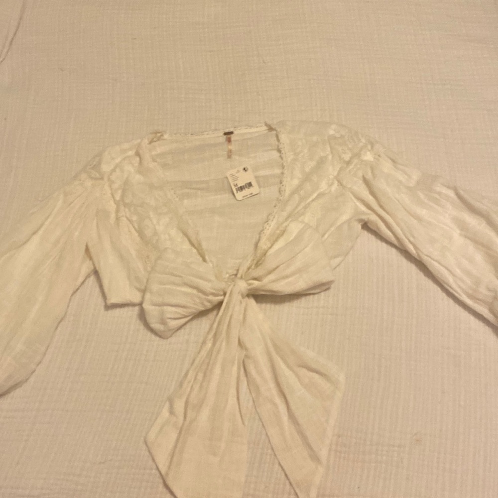 Free People Tie Front Crop Top